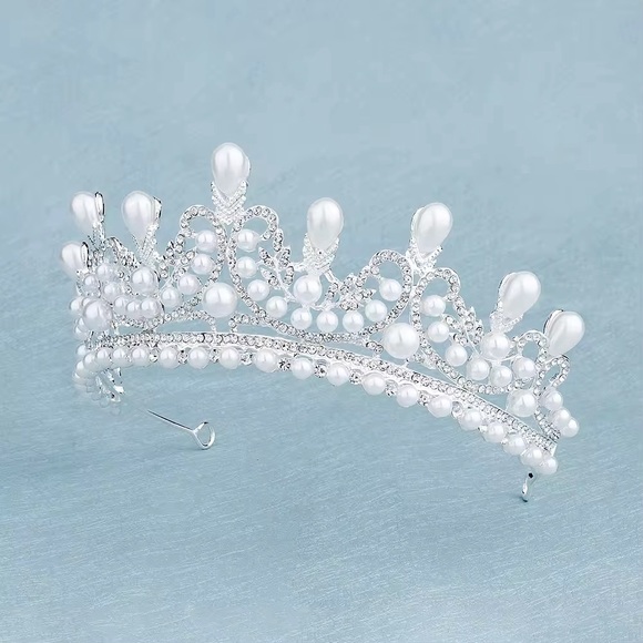 Pearl Tiaras and Crowns for Women Silver Color Crystal Bridal Hair accessories